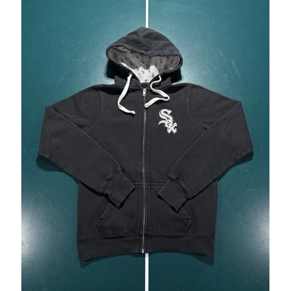 Chicago White Sox Full Zip Hoodie Sweatshirt Women's Small Black Embroidered MLB